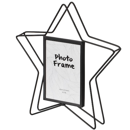 Fabulaxe Modern Star Shape Black Metal Decor Photo Frame for Tabletop Display, 4 x 6 QI004498.BK.L